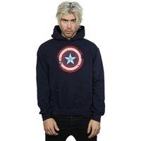 Marvel Men's Captain America Civil War Distressed Shield Hoodie in Navy | Size: 2XL