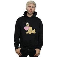 Disney Men's Pluto Love Heart Hoodie in Black | Size: XL