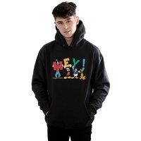 Disney Men's Mickey Mouse Friends Hey Hoodie in Black | Size: Small