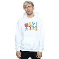 Disney Men's Mickey Mouse Friends Hey Hoodie in White | Size: 5XL