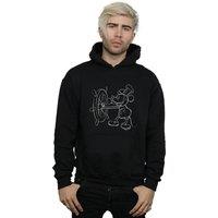 Disney Men's Mickey Mouse Steamboat Sketch Hoodie in Black | Size: 2XL