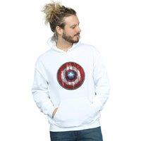 Marvel Men's Captain America Wooden Shield Hoodie in White | Size: 2XL