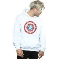 Marvel Men's Captain America Pixelated Shield Hoodie in White | Size: Small