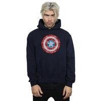 Marvel Men's Captain America Pixelated Shield Hoodie in Navy | Size: 2XL