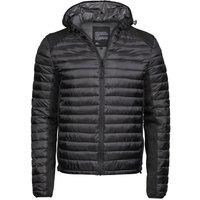 TEE JAYS Men's Crossover Hooded Padded Outdoor Jacket in Jet Black | Size: Medium