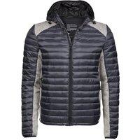 TEE JAYS Men's Crossover Hooded Padded Outdoor Jacket in Mid Grey | Size: Large