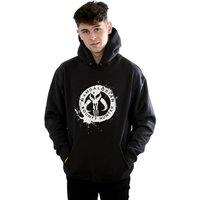 Star Wars Men's The Mandalorian Bounty Hunter Splatter Skull Hoodie in Black | Size: 2XL