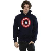 Marvel Men's Avengers Captain America Scratched Shield Hoodie in Navy | Size: Small