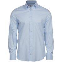 TEE JAYS Men's Luxury Stretch Long-Sleeved Shirt in Light Blue | Size: Large