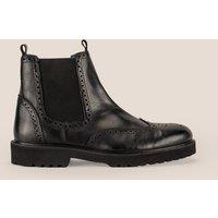 Oswin Hyde Men's Grant Leather Brogue Chelsea in Black | Size: 9