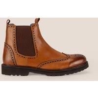 Oswin Hyde Men's Grant Leather Brogue Chelsea in Tan | Size: 11