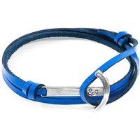 ANCHOR & CREW Men's Clipper Anchor Silver & Flat Leather Bracelet in Blue