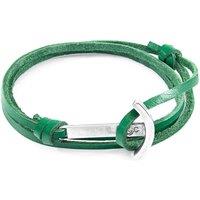 ANCHOR & CREW Men's Clipper Anchor Silver & Flat Leather Bracelet in Green
