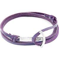 ANCHOR & CREW Men's Clipper Anchor Silver & Flat Leather Bracelet in Purple
