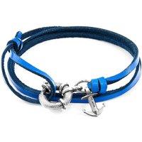 ANCHOR & CREW Men's Clyde Anchor Silver & Flat Leather Bracelet in Blue