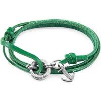 ANCHOR & CREW Men's Clyde Anchor Silver & Flat Leather Bracelet in Green