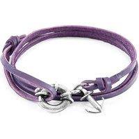 ANCHOR & CREW Men's Clyde Anchor Silver & Flat Leather Bracelet in Purple