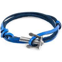 ANCHOR & CREW Men's Union Anchor Silver & Flat Leather Bracelet in Blue