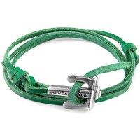 ANCHOR & CREW Men's Union Anchor Silver & Flat Leather Bracelet in Green
