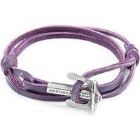 ANCHOR & CREW Men's Union Anchor Silver & Flat Leather Bracelet in Purple