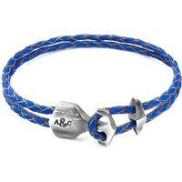 ANCHOR & CREW Men's Delta Anchor Silver & Braided Leather Bracelet in Blue | Size: 21 cm