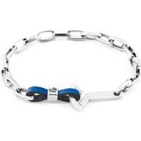 ANCHOR & CREW Men's Frigate Anchor Silver & Flat Leather Bracelet in Blue | Size: 21 cm
