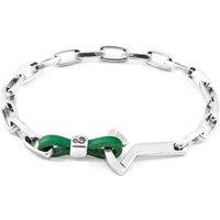 ANCHOR & CREW Men's Frigate Anchor Silver & Flat Leather Bracelet in Green | Size: 21 cm
