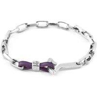 ANCHOR & CREW Men's Frigate Anchor Silver & Flat Leather Bracelet in Purple | Size: 19 cm
