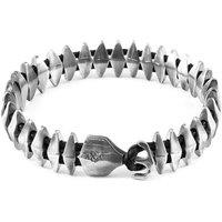 ANCHOR & CREW Men's Delta Anchor Maxi Silver & Braided Leather Bracelet in Black | Size: 21 cm