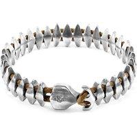 ANCHOR & CREW Men's Delta Anchor Maxi Silver & Braided Leather Bracelet in Brown | Size: 23 cm