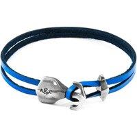 ANCHOR & CREW Men's Delta Anchor Silver & Flat Leather Bracelet in Blue | Size: 21 cm