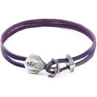 ANCHOR & CREW Men's Delta Anchor Silver & Flat Leather Bracelet in Purple | Size: 23 cm