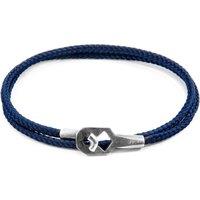 ANCHOR & CREW Men's Tenby Silver & Rope Bracelet in Navy | Size: 21 cm