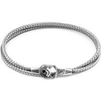 ANCHOR & CREW Men's Tenby Silver & Rope Bracelet in Grey | Size: 23 cm