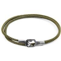 ANCHOR & CREW Men's Tenby Silver & Rope Bracelet in Green | Size: 23 cm