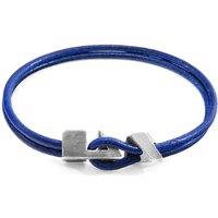 ANCHOR & CREW Men's Brixham Silver & Round Leather Bracelet in Blue | Size: 19 cm