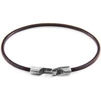ANCHOR & CREW Men's Talbot Silver & Round Leather Bracelet in Brown | Size: 21 cm