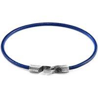 ANCHOR & CREW Men's Talbot Silver & Round Leather Bracelet in Blue | Size: 21 cm