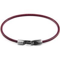 ANCHOR & CREW Men's Talbot Silver & Round Leather Bracelet in Red | Size: 21 cm