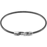 ANCHOR & CREW Men's Talbot Silver & Round Leather Bracelet in Grey | Size: 23 cm