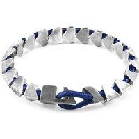 ANCHOR & CREW Men's Brixham Maxi Silver & Round Leather Bracelet in Blue | Size: 19 cm