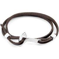 ANCHOR & CREW Men's Flyak Anchor Silver & Flat Leather Bracelet in Brown