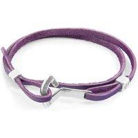 ANCHOR & CREW Men's Flyak Anchor Silver & Flat Leather Bracelet in Purple