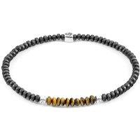 ANCHOR & CREW Men's Paralana Silver & Stone Bracelet in Brown | Size: 21 cm