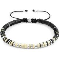 ANCHOR & CREW Men's Kariba Silver & Vinyl Disc Macrame Bracelet in White