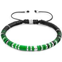 ANCHOR & CREW Men's Kariba Silver & Vinyl Disc Macrame Bracelet in Green
