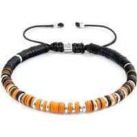 ANCHOR & CREW Men's Kariba Silver & Vinyl Disc Macrame Bracelet in Orange