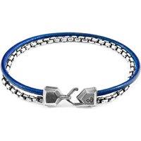 ANCHOR & CREW Men's Moonraker Mast Silver & Round Leather Bracelet in Blue | Size: 19 cm