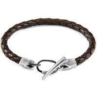 ANCHOR & CREW Men's Jura Silver & Braided Leather Bracelet in Brown | Size: 21 cm