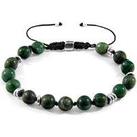 ANCHOR & CREW Men's Agaya Silver & Stone Beaded Macrame Bracelet in Green